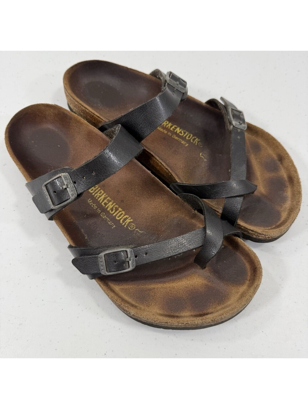 Birkenstock Mayari Birko-Flor Black Leather Sandal Size 40 L9/M7 Womens 9 Mens 7